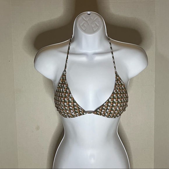 NEW Tory Burch Basket Weave Print Bikini Top - Picture 7 of 11